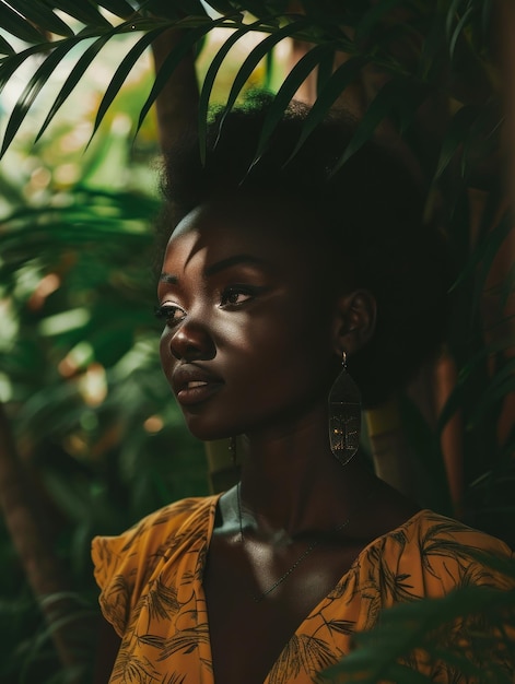 Portrait d'une belle femme africaine heureuse et souriante