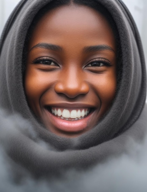 Portrait d'une belle femme afro-américaine en bonne santé souriante