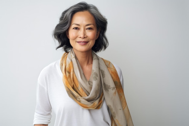 Portrait d'une belle femme asiatique d'âge moyen