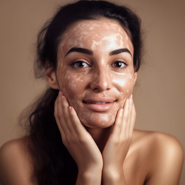 Portrait d'une belle femme atteinte de vitiligo