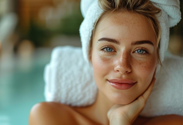 Le portrait d'une belle femme blanche dans un spa