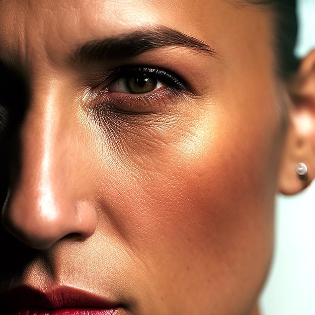 Portrait d'une belle femme bronzée avec un beau maquillage Les premières rides génération de récolte AI