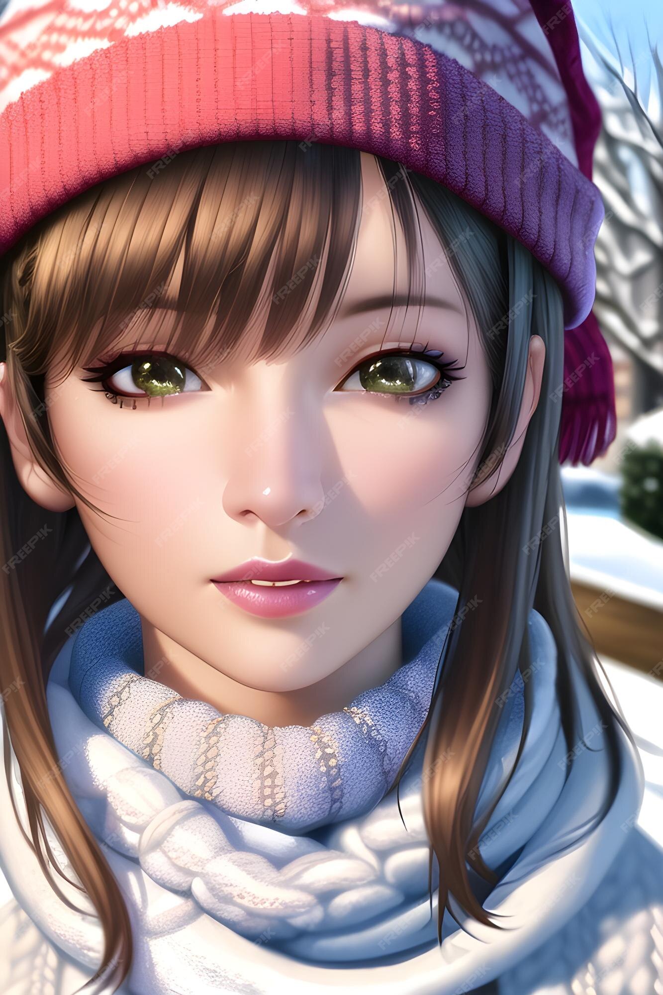 Portrait De Belle Femme Devant Un Arbre De Noël D'hiver Tricot Col