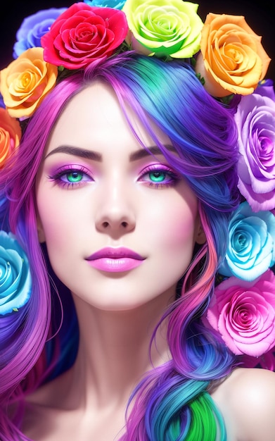 Portrait de la belle femme avec des fleurs dans ses cheveux
