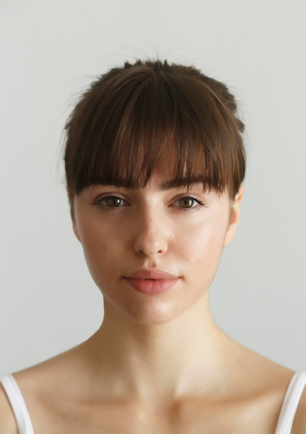 Portrait d'une belle femme sur un fond blanc