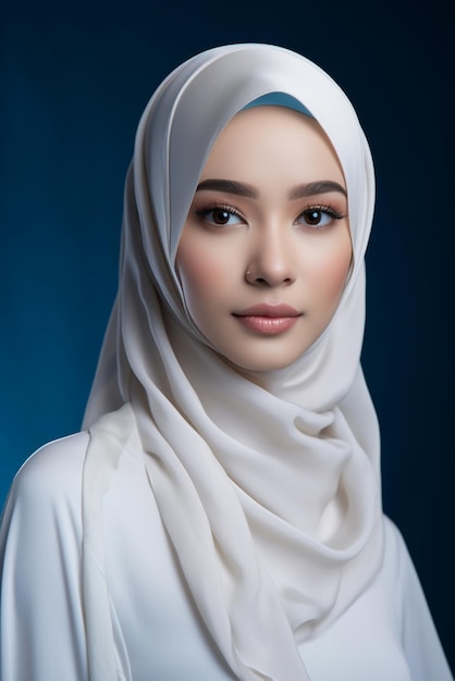 Portrait d'une belle femme musulmane en hijab Fille musulmane aux yeux bleus Mode de beauté