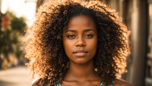 Portrait d'une belle fille afro-américaine dans la rue