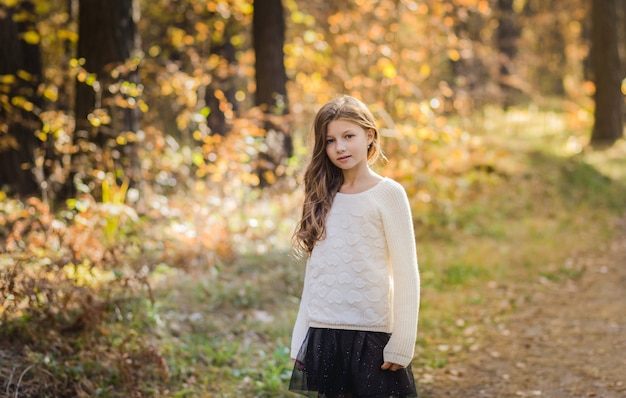 portrait d'une belle fille aux cheveux longs sur la nature en été