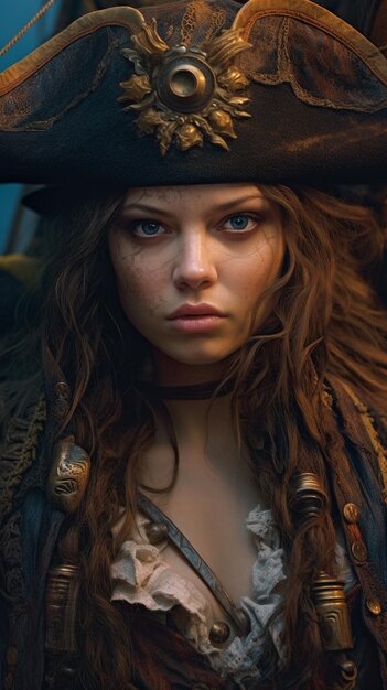 Portrait d'une belle fille à l'image d'un pirate