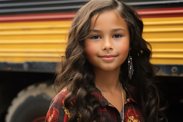 Portrait de belle fille latino dans la rue