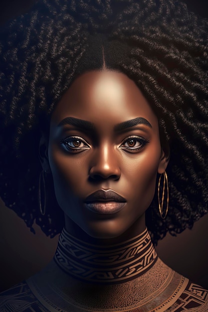 Portrait d'une belle fille noire avec le concept du mois de l'histoire des Noirs AIGenerated