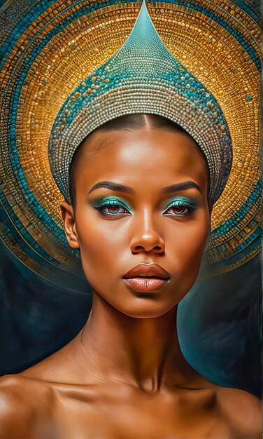 Portrait d'une belle fille de peau noire brillante et audacieuse dans un style artistique