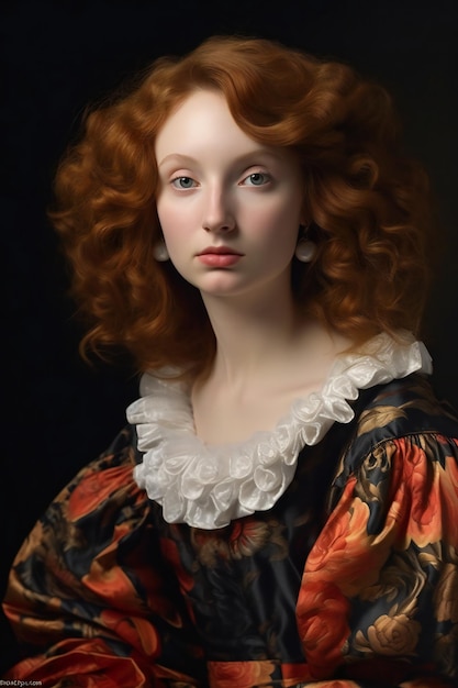 Portrait d'une belle fille rousse dans une robe médiévale