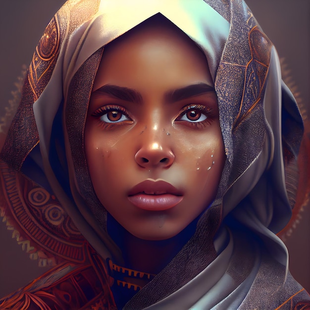 Portrait d'une belle fille avec un turban sur la tête