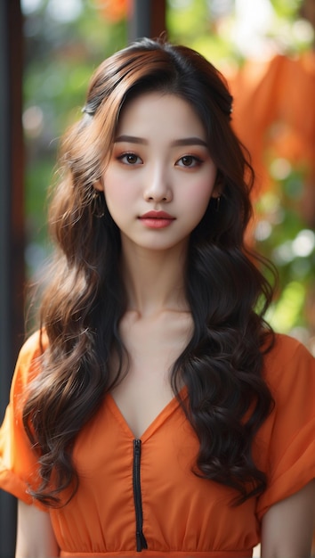 Photo portrait d'une belle jeune coréenne