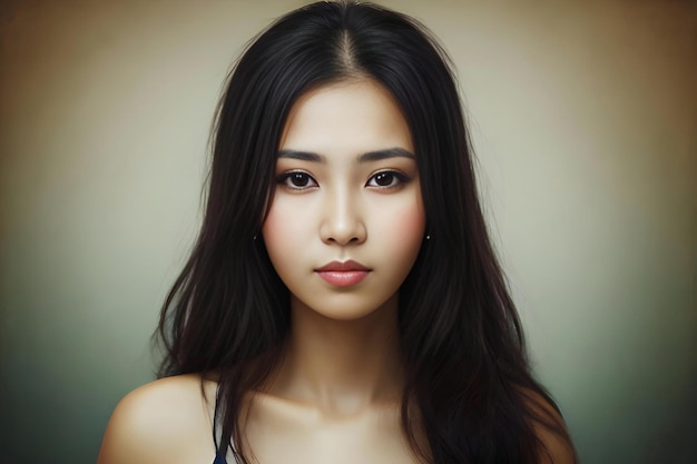 Portrait d'une belle jeune femme asiatique avec une peau propre et fraîche