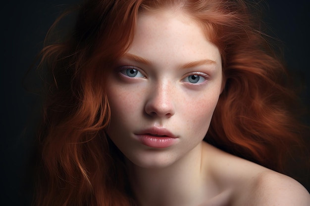 Portrait d'une belle jeune femme au visage avec une peau fraîche et propre