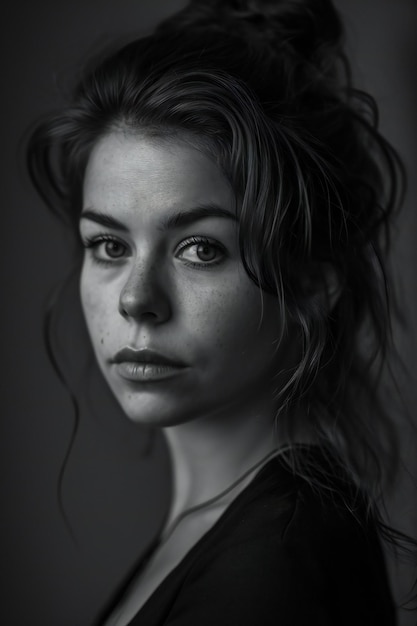 Portrait d'une belle jeune femme aux cheveux mouillés prise en studio