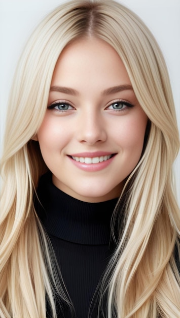 Portrait d'une belle jeune femme aux longs cheveux blonds La fille sourit