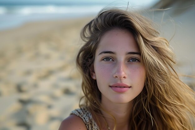 Portrait d'une belle jeune femme capturée en plein air sur la plage