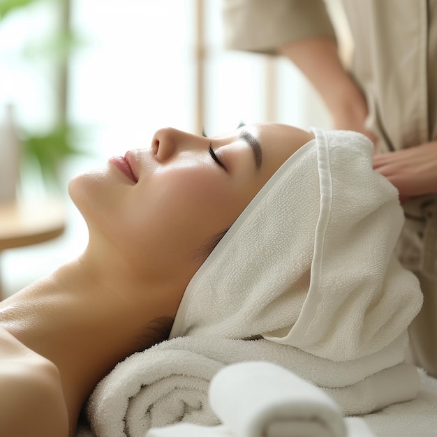 Portrait d'une belle jeune femme avec un concept de spa de beauté