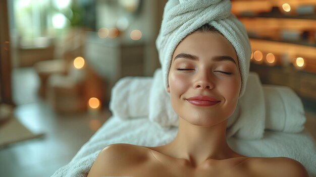 Portrait d'une belle jeune femme avec un concept de spa de beauté