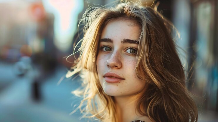 Photo portrait d'une belle jeune femme dans la ville