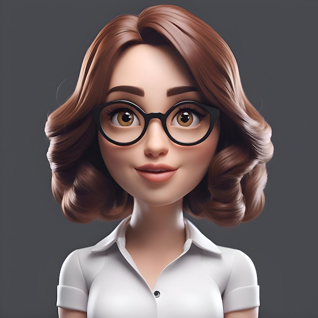 Portrait d'une belle jeune femme en lunettes et chemise blanche