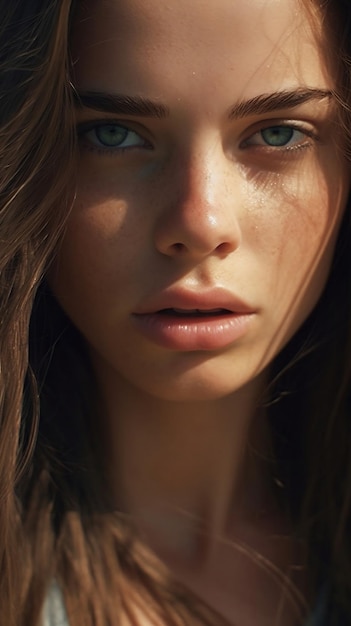 Portrait d'une belle jeune femme sur la plage au coucher du soleil