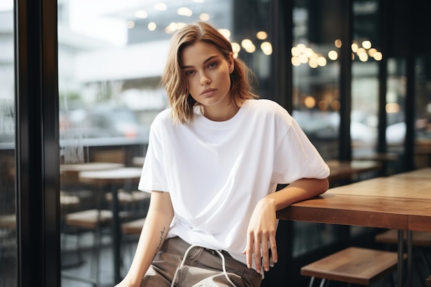 Photo portrait d'une belle jeune femme portant une chemise blanche