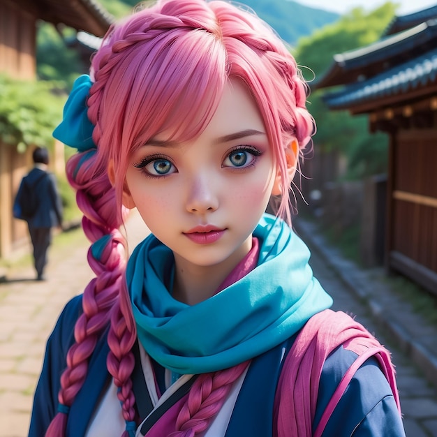 Portrait d'une belle jeune fille d'anime