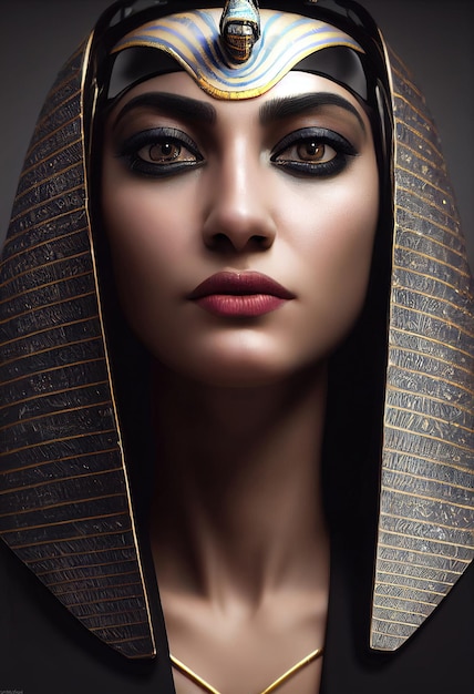 Portrait d'une belle prêtresse égyptienne maquillée Image d'une ancienne princesse