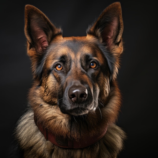 Photo portrait d'un berger allemand sur un fond noir