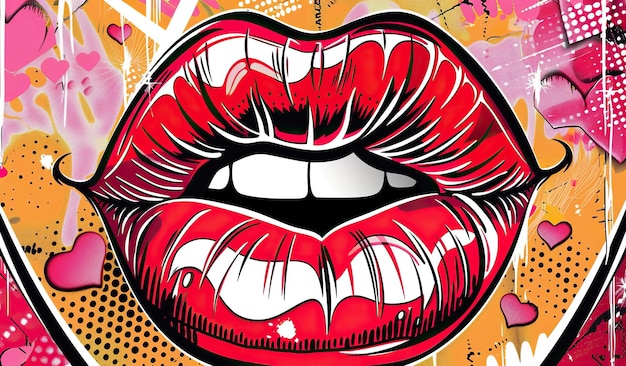 Portrait d'une bouche de femme avec du rouge à lèvres