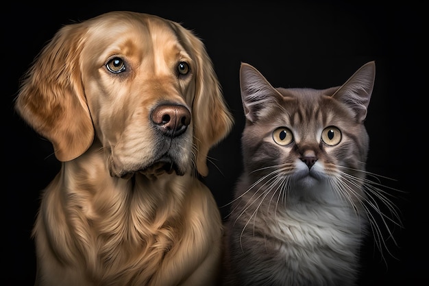 Portrait British cat et Golden Retriever photographie