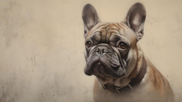 Photo portrait d'un bulldog français qui regarde vers l'avenir ai générative