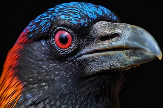 Portrait d'un calao à crête noire Chrysocorax melanoleucus