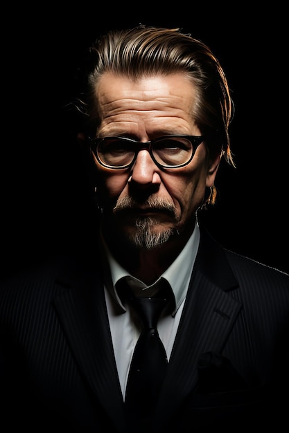 Un portrait captivant de Gary Oldman immergé dans l'art du Canon 650D avec un objectif de 55 mm à f18