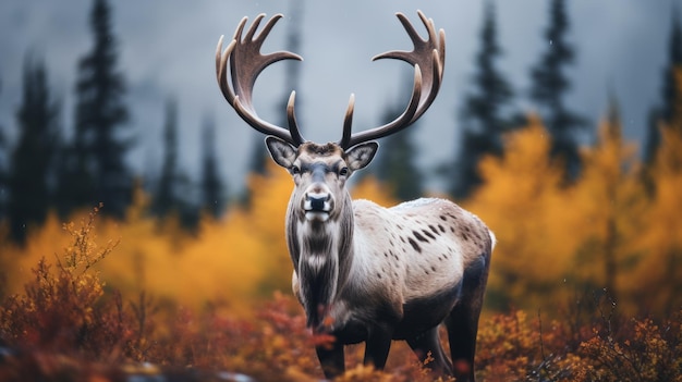 Photo portrait de cerf d'automne dans le style occidental un mélange captivant de culture indigène et d'animaux baroques