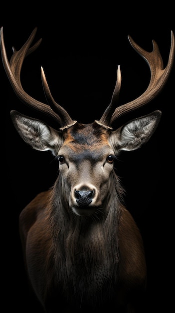 Portrait de cerf sur fond noir