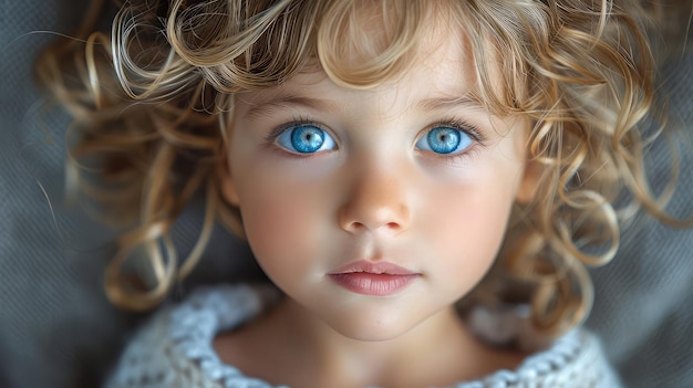 Photo le portrait charmant d'une petite fille aux cheveux bouclés incarne l'innocence et la joie