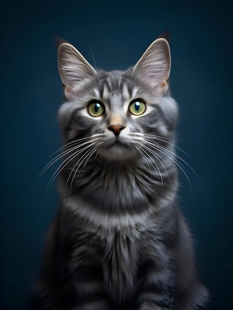 Portrait de chat sur fond noir