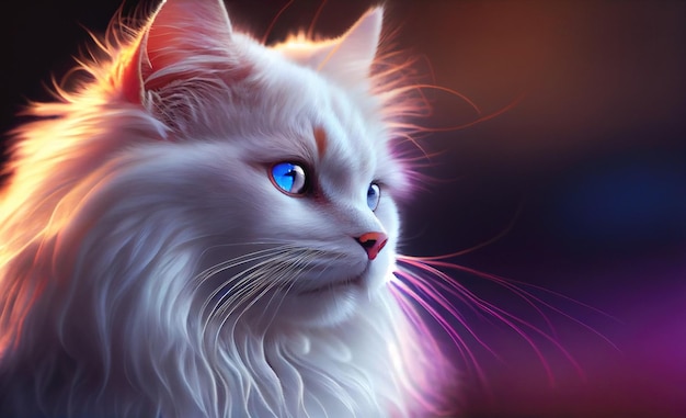 Portrait de chat sur fond sombre réalisé avec Generative AI
