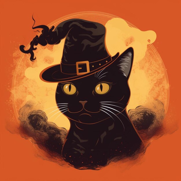 portrait de chat d'halloween portant un costume de sorcière