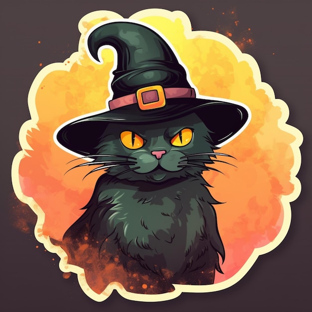 portrait de chat d'halloween portant un costume de sorcière