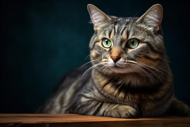 Portrait d'un chat isolé sur fond noir