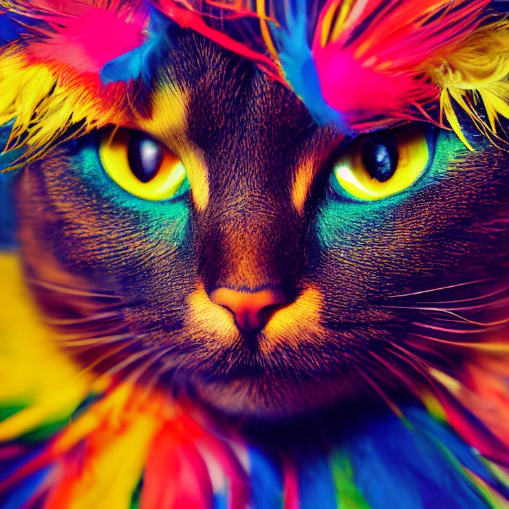 Photo portrait de chat mignon coloré