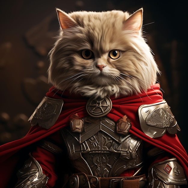 Portrait d'un chat Ragamuffin portant un masque de Lucha Libre et une cape frappante traditionnelle mexicaine