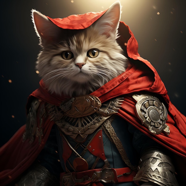 Portrait d'un chat Ragamuffin portant un masque de Lucha Libre et une cape frappante traditionnelle mexicaine