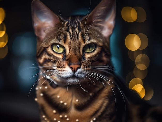 Photo portrait de chat toyger en gros plan créé avec la technologie generative ai